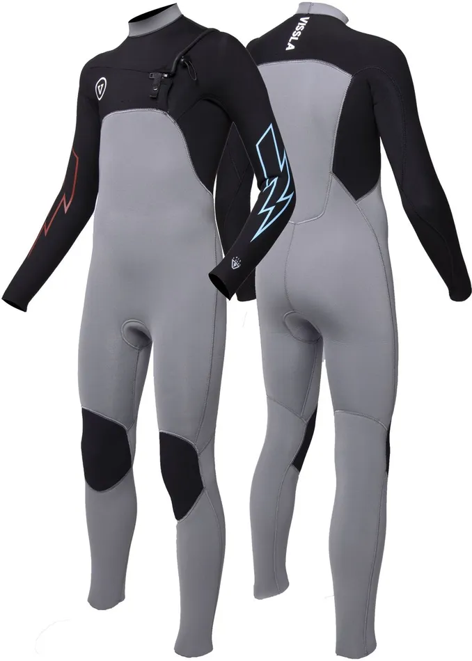 7 Seas Boys 32 Bolt Full Chest Zip Wetsuit GREY Wetsuits Vissla Youth