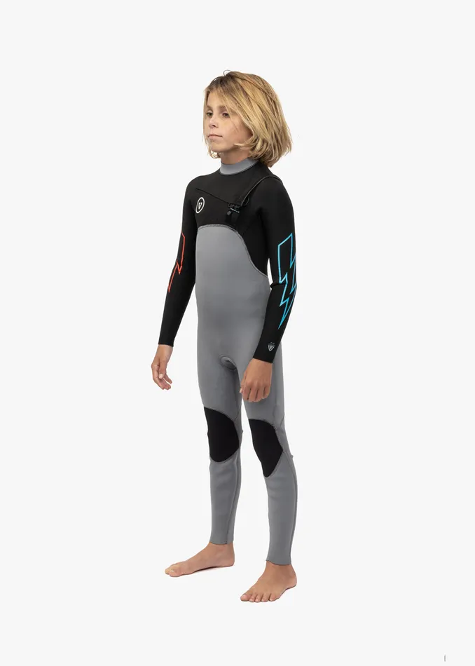 7 Seas Boys 32 Bolt Full Chest Zip Wetsuit GREY Wetsuits Vissla Youth