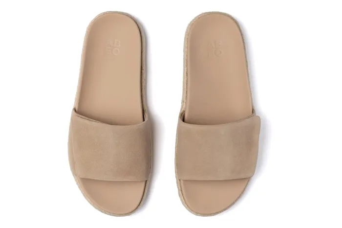 ABEO Footwear Isle Slide Cuban Sand Suede Women Sandals ABEO Footwear Isle Slide Cuban Sand Suede Women Sandals