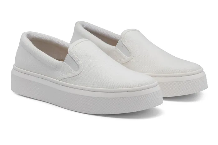 ABEO Footwear Jumpstreet Slip On White Canvas Women Sneakers ABEO Footwear Jumpstreet Slip On White Canvas Women Sneakers