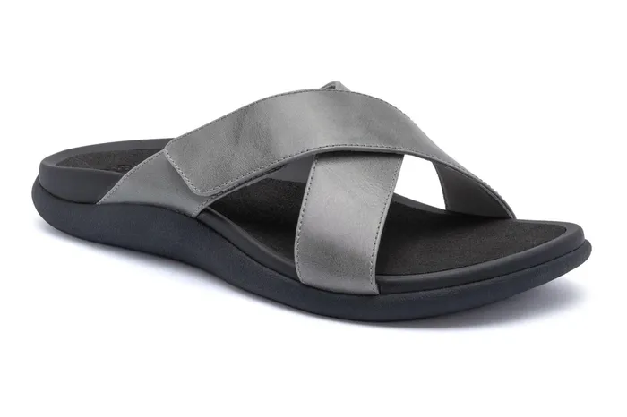 ABEO Footwear Laguna Slide Silver Leather Women Sandals