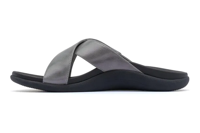 ABEO Footwear Laguna Slide Silver Leather Women Sandals