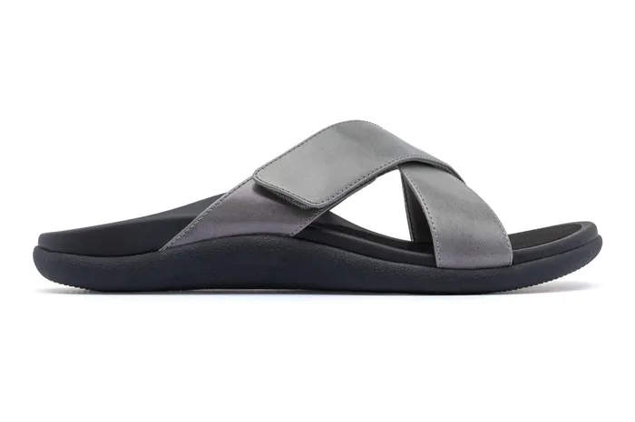 ABEO Footwear Laguna Slide Silver Leather Women Sandals