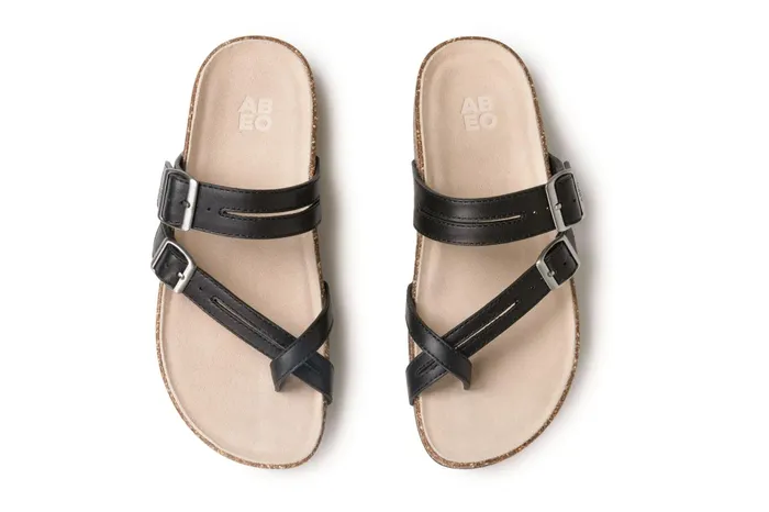 ABEO Footwear Lanai Thong Sandal Black Nubuck Women Sandals