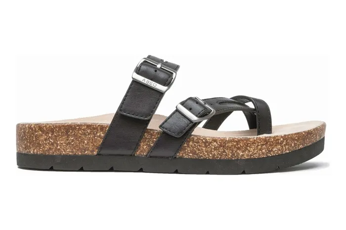 ABEO Footwear Lanai Thong Sandal Black Nubuck Women Sandals