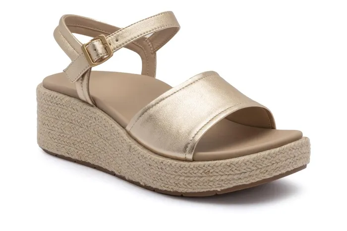 ABEO Footwear Solstice Buckle Sandal Light Gold Leather Women Sandals