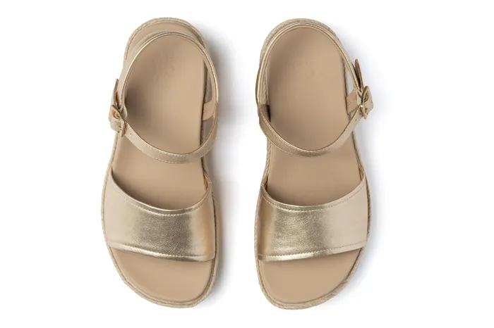 ABEO Footwear Solstice Buckle Sandal Light Gold Leather Women Sandals
