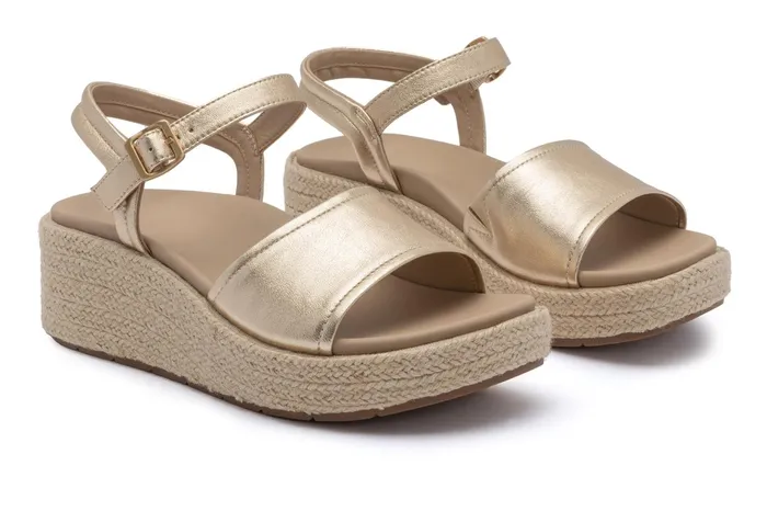 ABEO Footwear Solstice Buckle Sandal Light Gold Leather Women Sandals