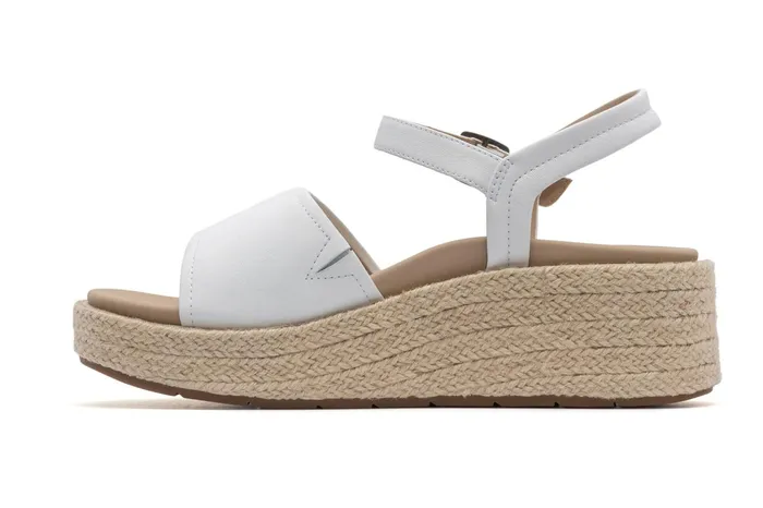 ABEO Footwear Solstice Buckle Sandal White Leather Women Sandals