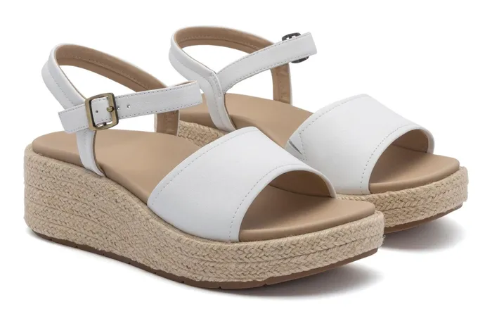 ABEO Footwear Solstice Buckle Sandal White Leather Women Sandals