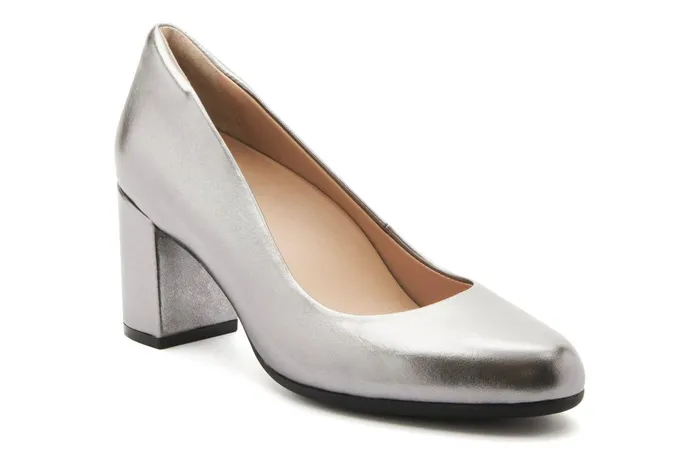 ABEO Footwear Tempo Pump Silver Metallic Leather Women Dress