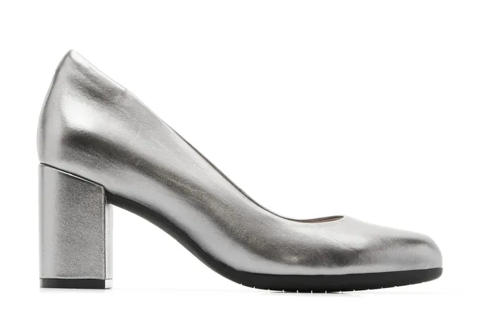 ABEO Footwear Tempo Pump Silver Metallic Leather Women Dress