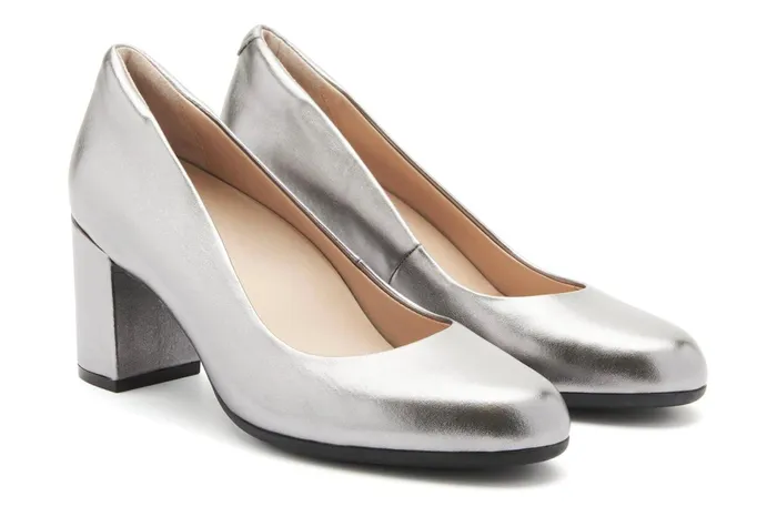ABEO Footwear Tempo Pump Silver Metallic Leather Women Dress