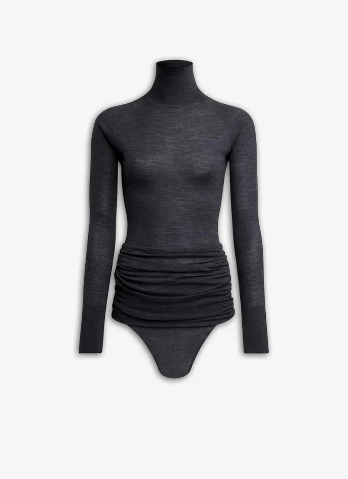 Alaa Bodysuits and Leggings DRAPED KNIT BODY Black 8211 Women