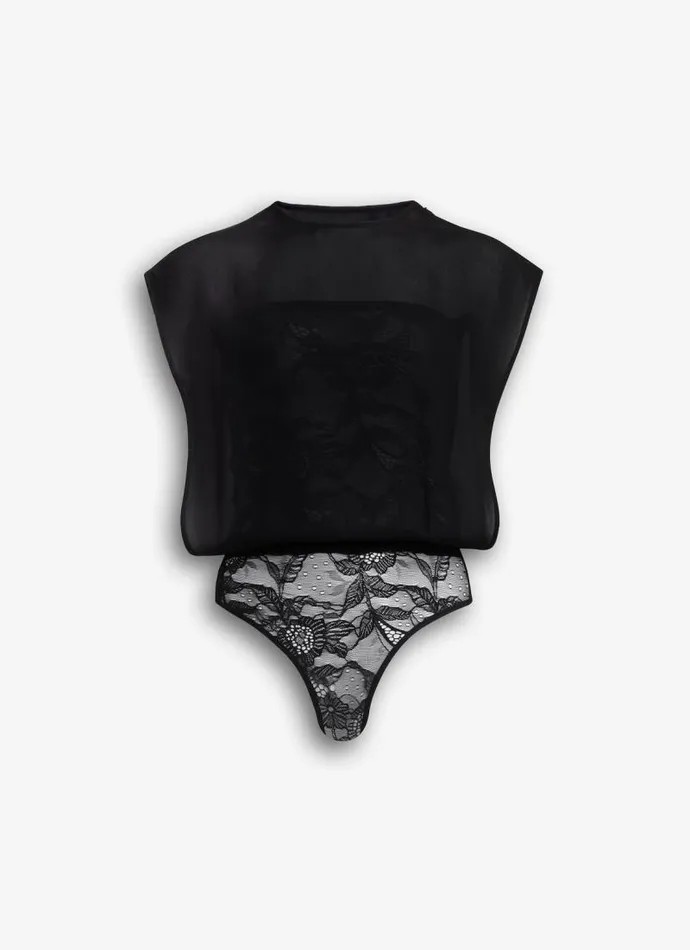 Alaa Bodysuits and Leggings GEORGETTE BODYSUIT TOP Black 8211 Women