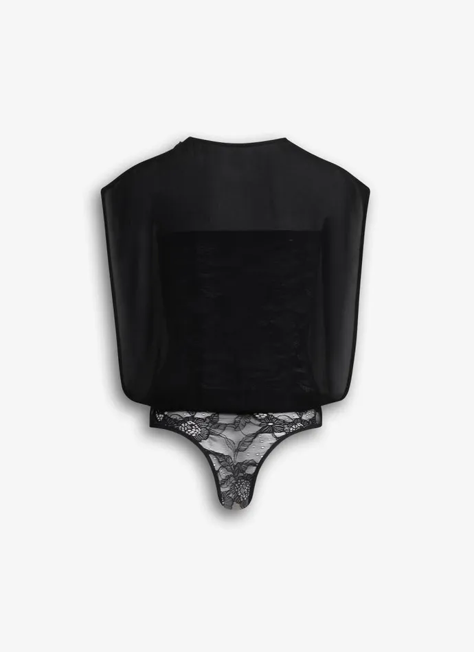 Alaa Bodysuits and Leggings GEORGETTE BODYSUIT TOP Black 8211 Women