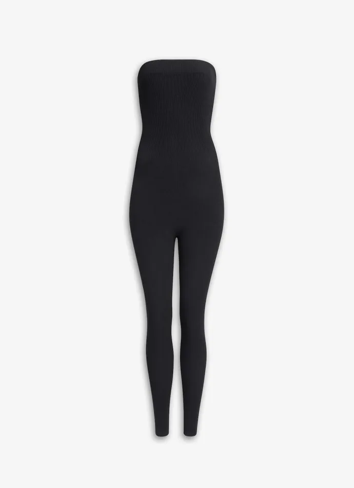 Alaa Bodysuits and Leggings RIBBED KNIT JUMPSUIT Black 8211 Women