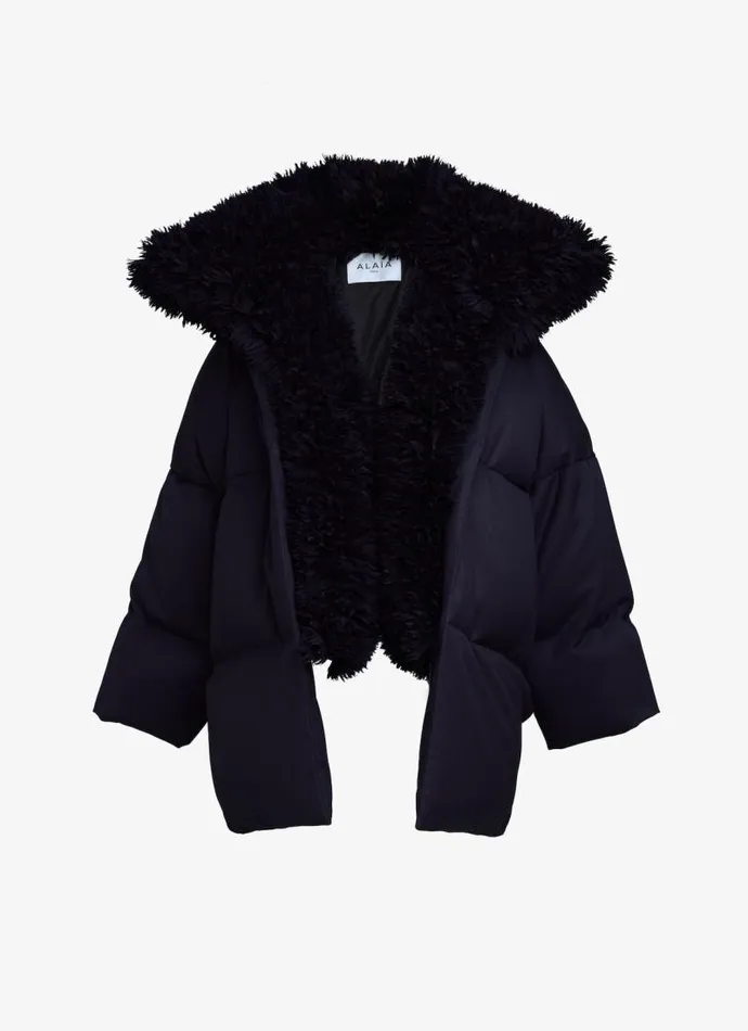 Alaa Coats and Jackets FRILL PUFFER Blue Jeans 8211 Women