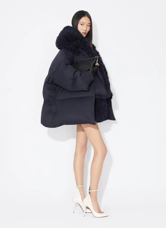 Alaa Coats and Jackets FRILL PUFFER Blue Jeans 8211 Women