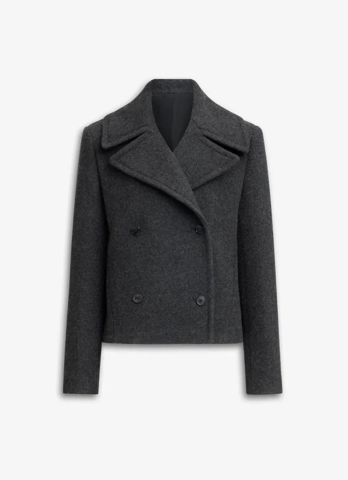 Alaa Coats and Jackets MERINO WOOL PEA COAT Charcoal 8211 Women