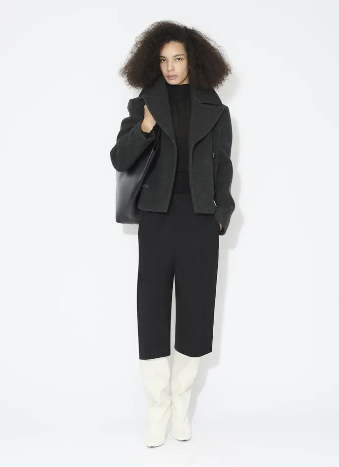 Alaa Coats and Jackets MERINO WOOL PEA COAT Charcoal 8211 Women Alaa Coats and Jackets MERINO WOOL PEA COAT Charcoal 8211 Women