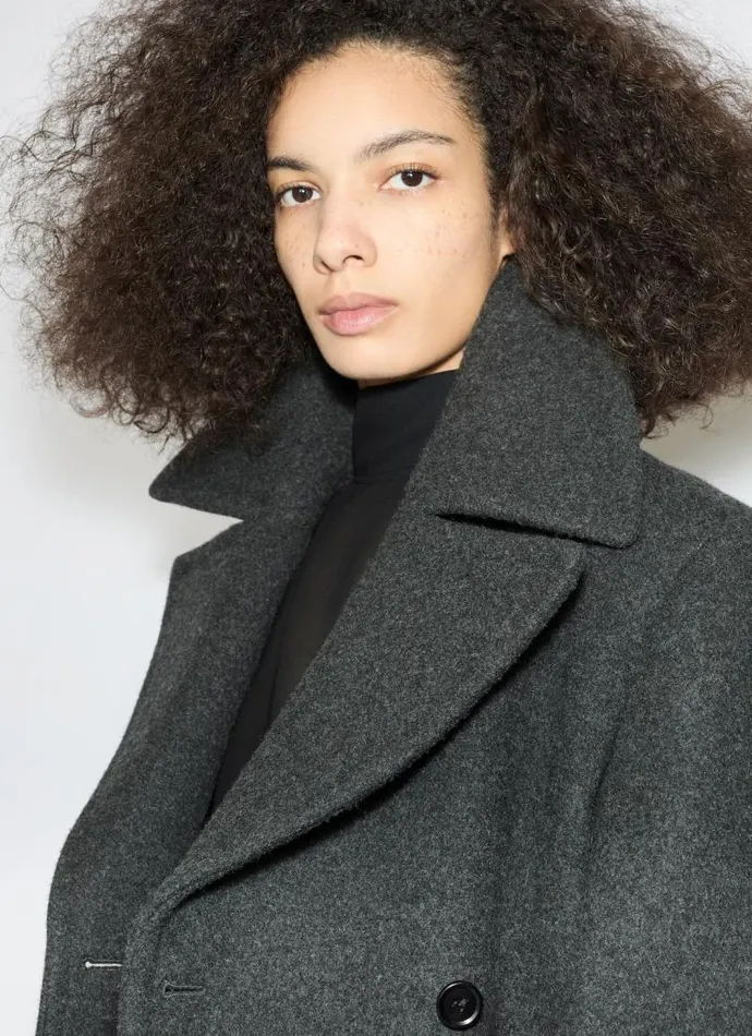 Alaa Coats and Jackets MERINO WOOL PEA COAT Charcoal 8211 Women Alaa Coats and Jackets MERINO WOOL PEA COAT Charcoal 8211 Women