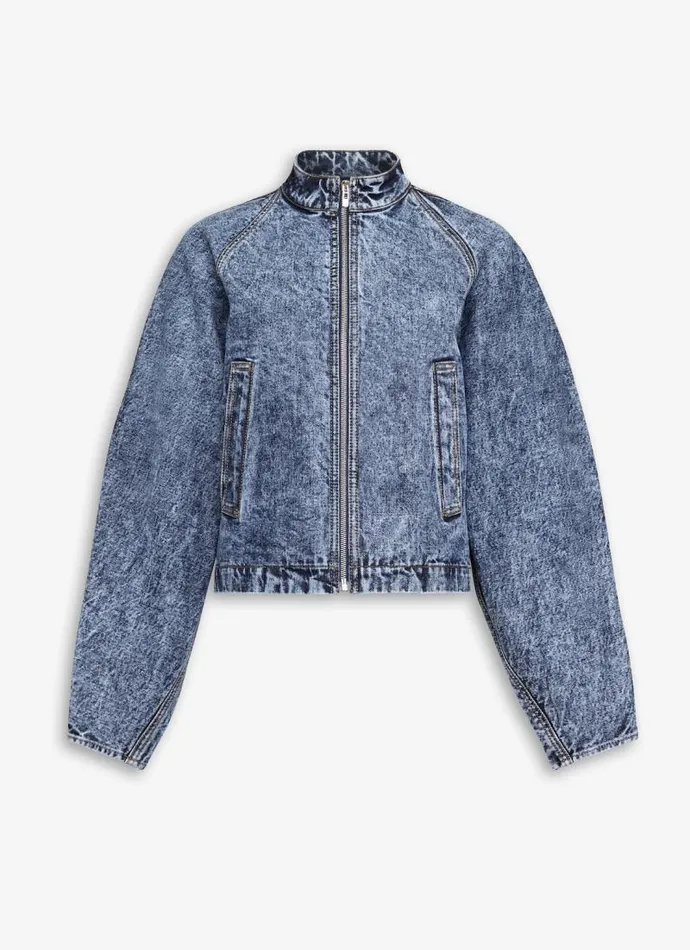 Alaa Coats and Jackets ROUND RACING JACKET IN SNOW DENIM Light Blue 8211 Women