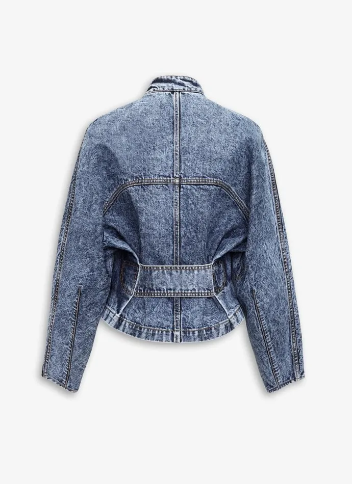 Alaa Coats and Jackets ROUND RACING JACKET IN SNOW DENIM Light Blue 8211 Women