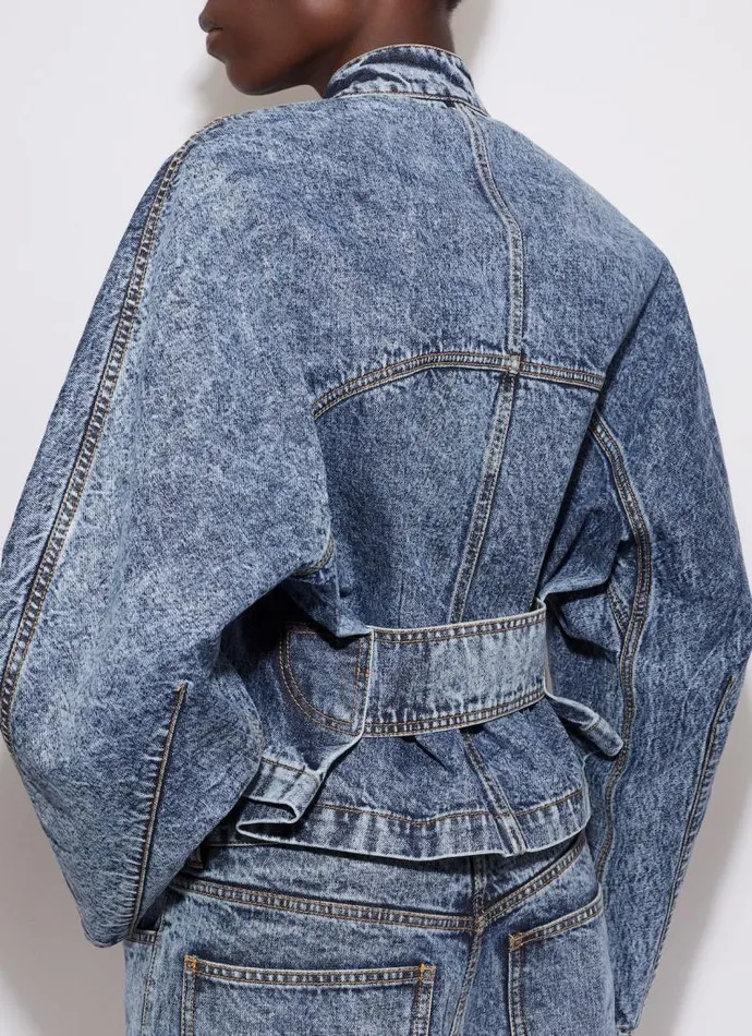 Alaa Coats and Jackets ROUND RACING JACKET IN SNOW DENIM Light Blue 8211 Women