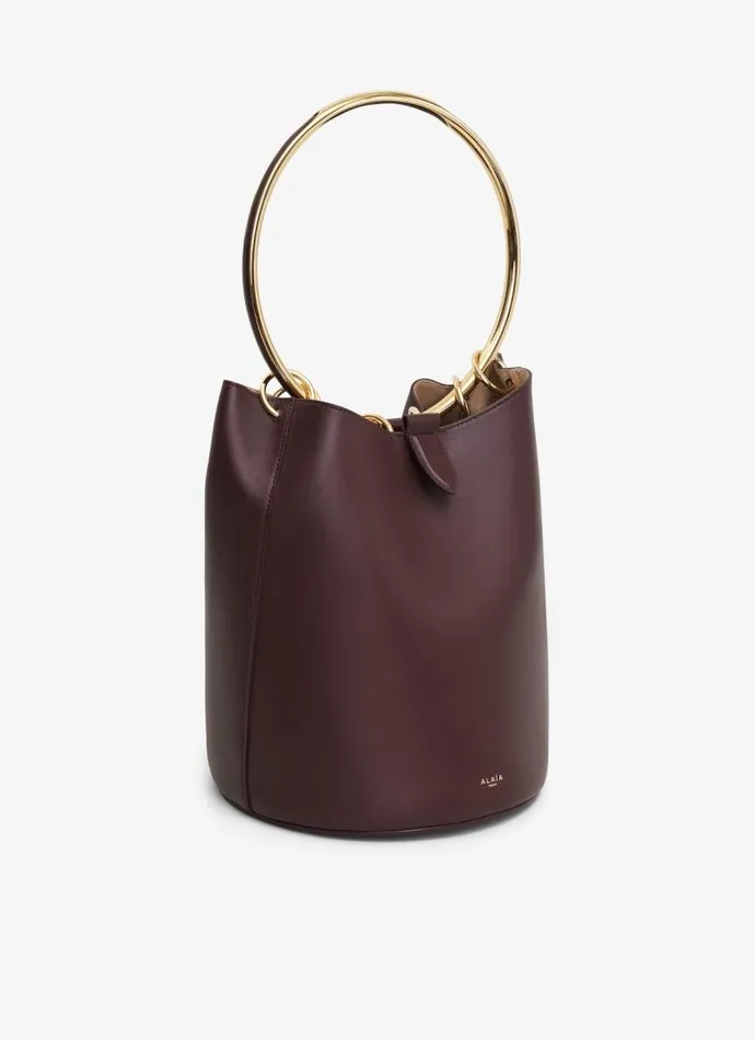 Alaa CrossBody Bags RING LARGE BUCKET BAG IN CALFSKIN Chocolate 8211 Women Alaa CrossBody Bags RING LARGE BUCKET BAG IN CALFSKIN Chocolate 8211 Women