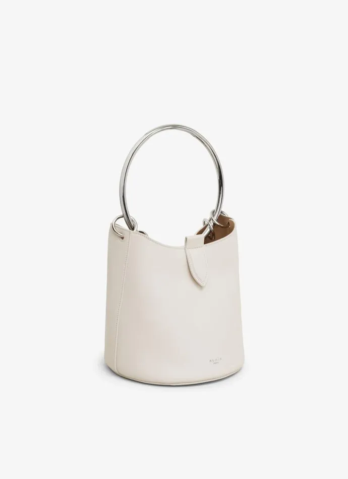 Alaa CrossBody Bags RING MEDIUM BUCKET BAG IN CALFSKIN Ivory 8211 Women