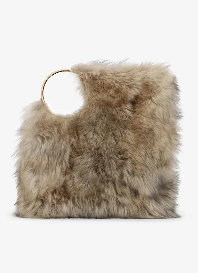 Alaa CrossBody Bags RING XL TOTE BAG IN SHEARLING Blacksand 8211 Women