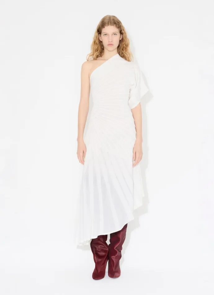 Alaa Dresses ASYMMETRICAL KNIT DRESS White 8211 Women Alaa Dresses ASYMMETRICAL KNIT DRESS White 8211 Women