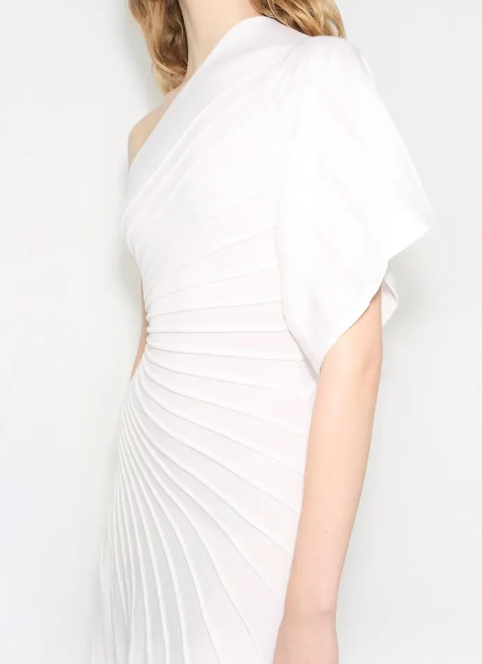 Alaa Dresses ASYMMETRICAL KNIT DRESS White 8211 Women Alaa Dresses ASYMMETRICAL KNIT DRESS White 8211 Women
