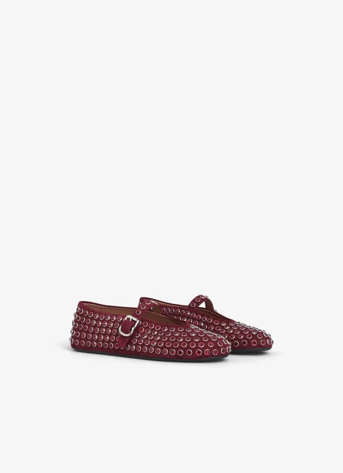 Alaa Flat Shoes STRASS BALLET FLATS Red 8211 Women