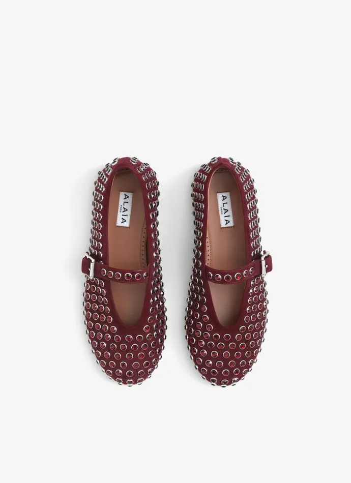 Alaa Flat Shoes STRASS BALLET FLATS Red 8211 Women