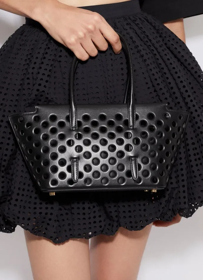 Alaa Handbags NEO MINA 20 BAG IN PERFORATED CALFSKIN Black 8211 Women