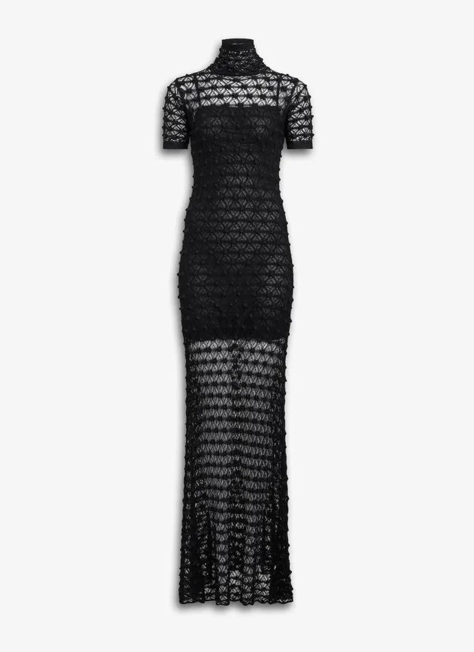 Alaa Knitwear LONG LACE KNIT DRESS Black 8211 Women