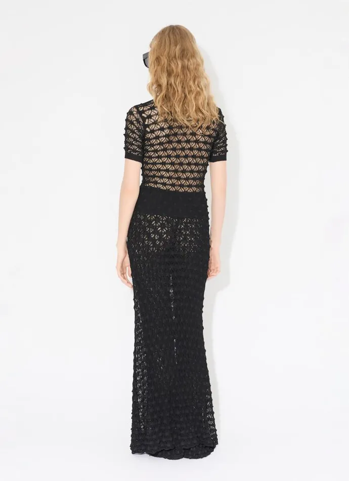 Alaa Knitwear LONG LACE KNIT DRESS Black 8211 Women