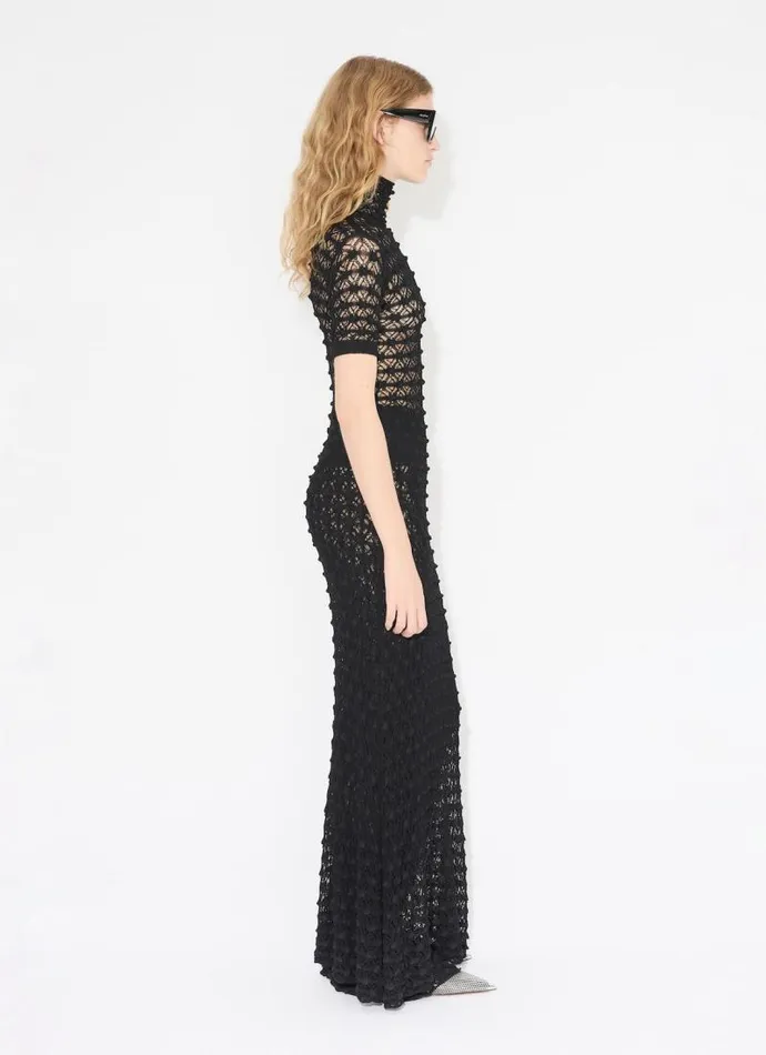 Alaa Knitwear LONG LACE KNIT DRESS Black 8211 Women