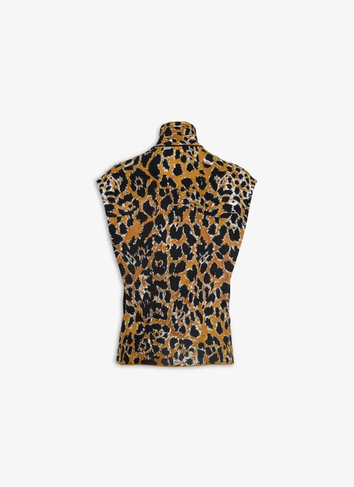 Alaa Knitwear SQUARE TOP IN LEOPARD JACQUARD KNIT Blackmulticolor 8211 Women