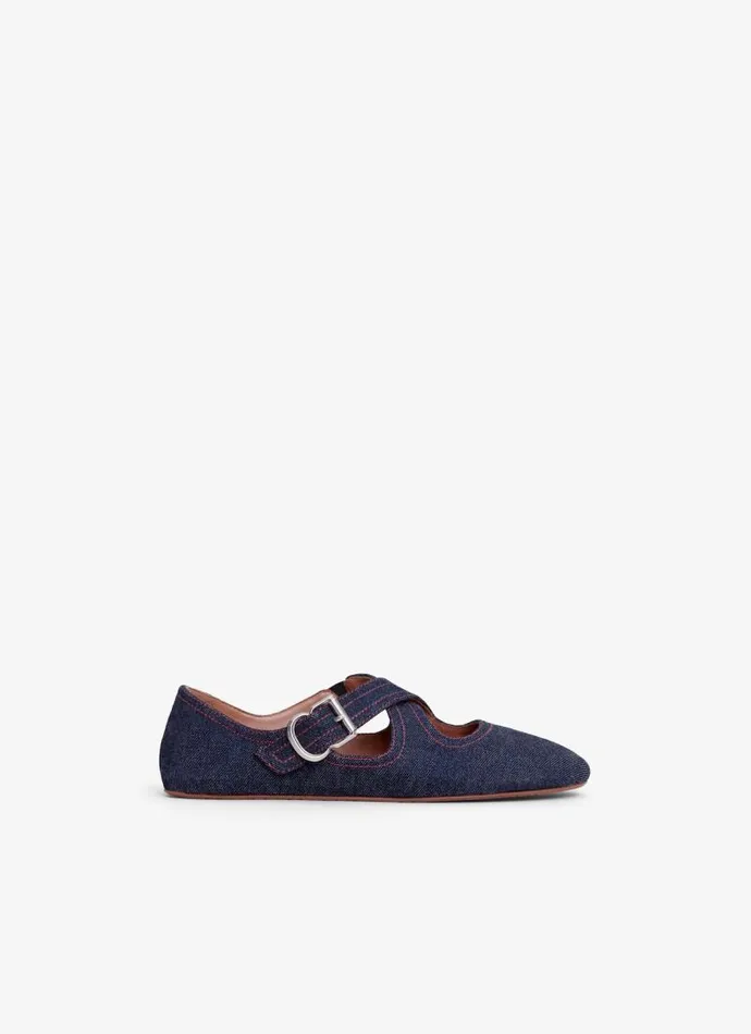 Alaa La Ballerine CRISS CROSS BALLET FLATS IN DENIM Denim Blue 8211 Women
