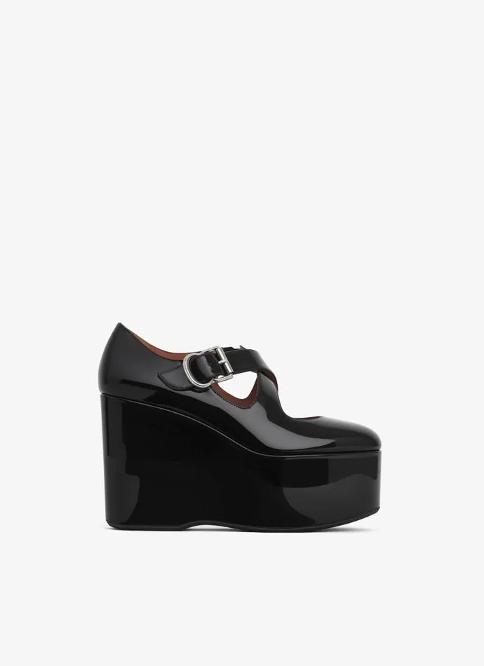 Alaa Sandals CRISS CROSS WEDGES IN PATENT CALFSKIN Black 8211 Women