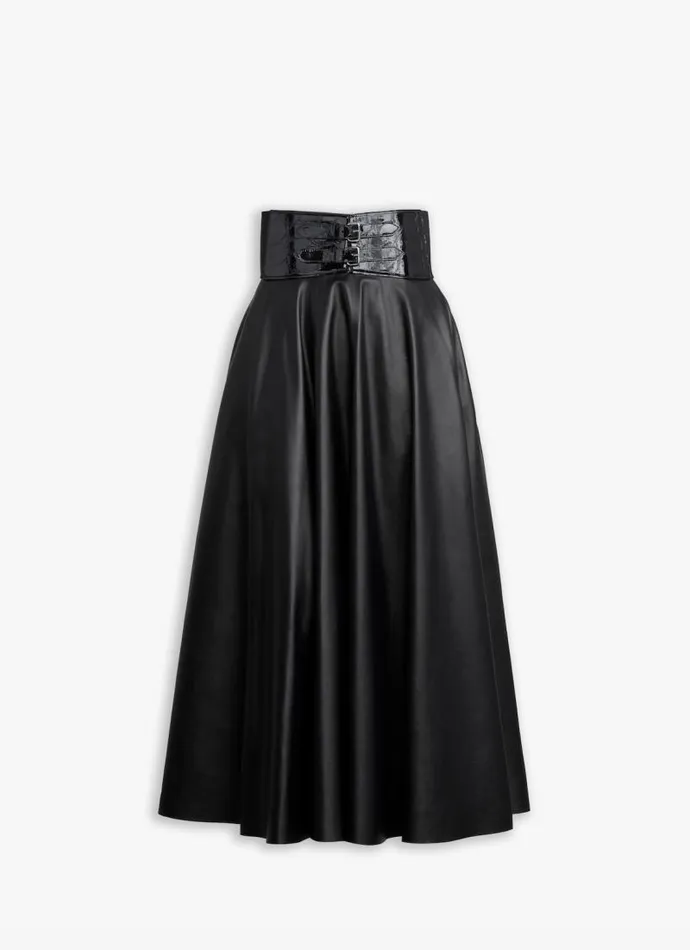 Alaa Skirts BELTED LAMBSKIN SKIRT Black 8211 Women