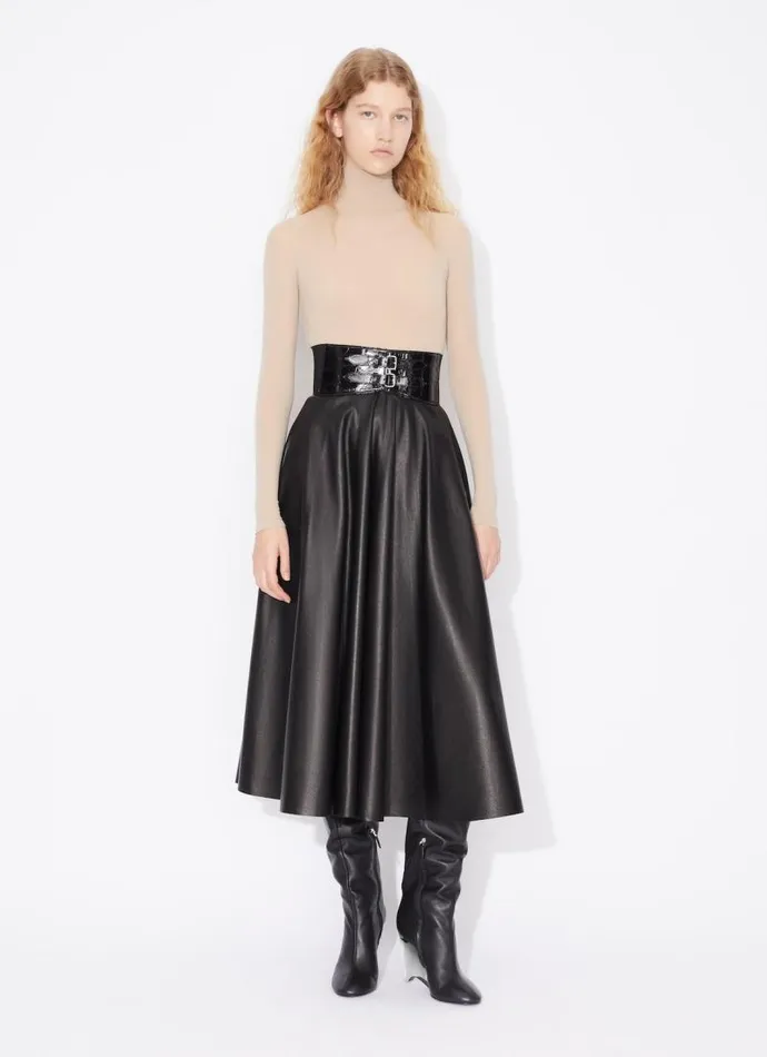 Alaa Skirts BELTED LAMBSKIN SKIRT Black 8211 Women