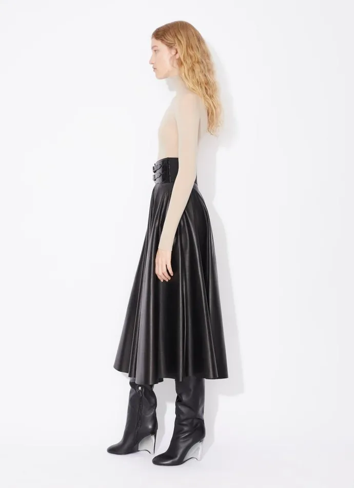 Alaa Skirts BELTED LAMBSKIN SKIRT Black 8211 Women