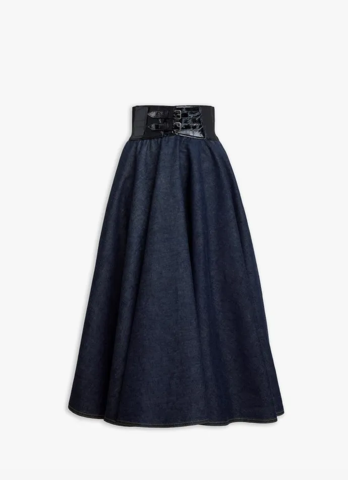 Alaa Skirts BELTED LAMBSKIN SKIRT Blue 8211 Women