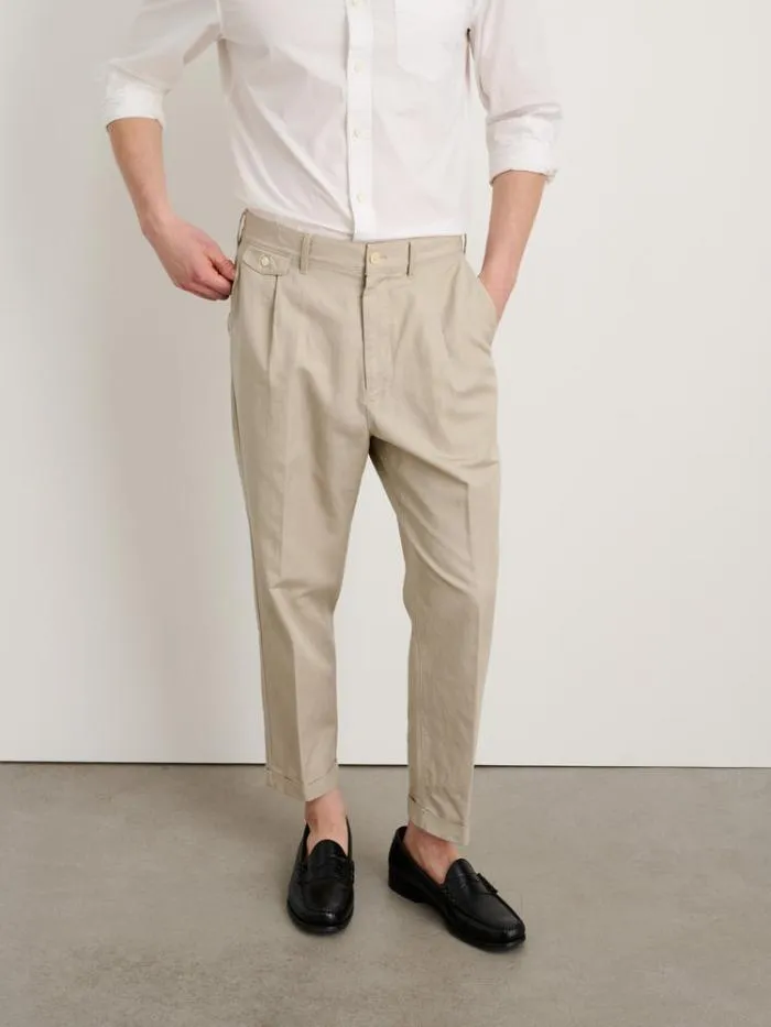 Alex Mill Pants Standard Pleated Pant In Cotton Linen Silver Cloud 8211 Men