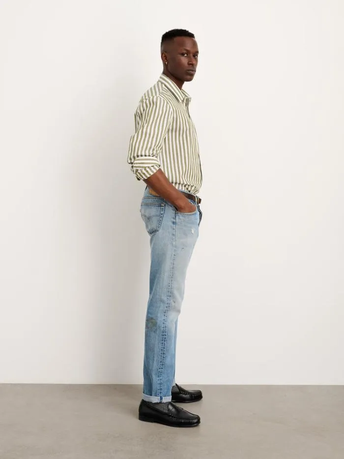 Alex Mill Shirts Mill Shirt In Wide Striped Portuguese Poplin Olivewhite 8211 Men