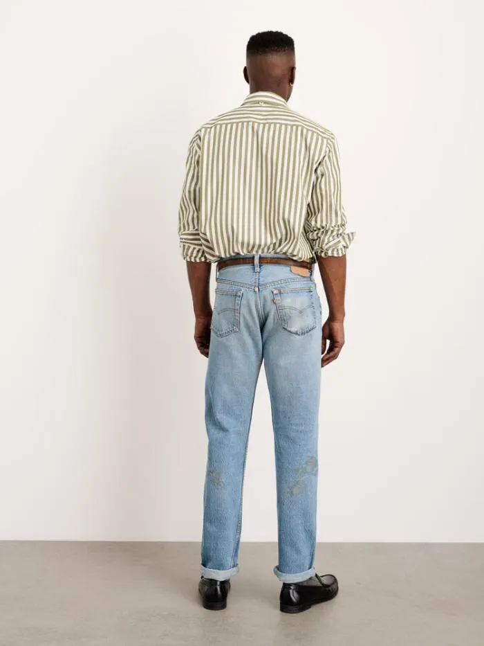 Alex Mill Shirts Mill Shirt In Wide Striped Portuguese Poplin Olivewhite 8211 Men